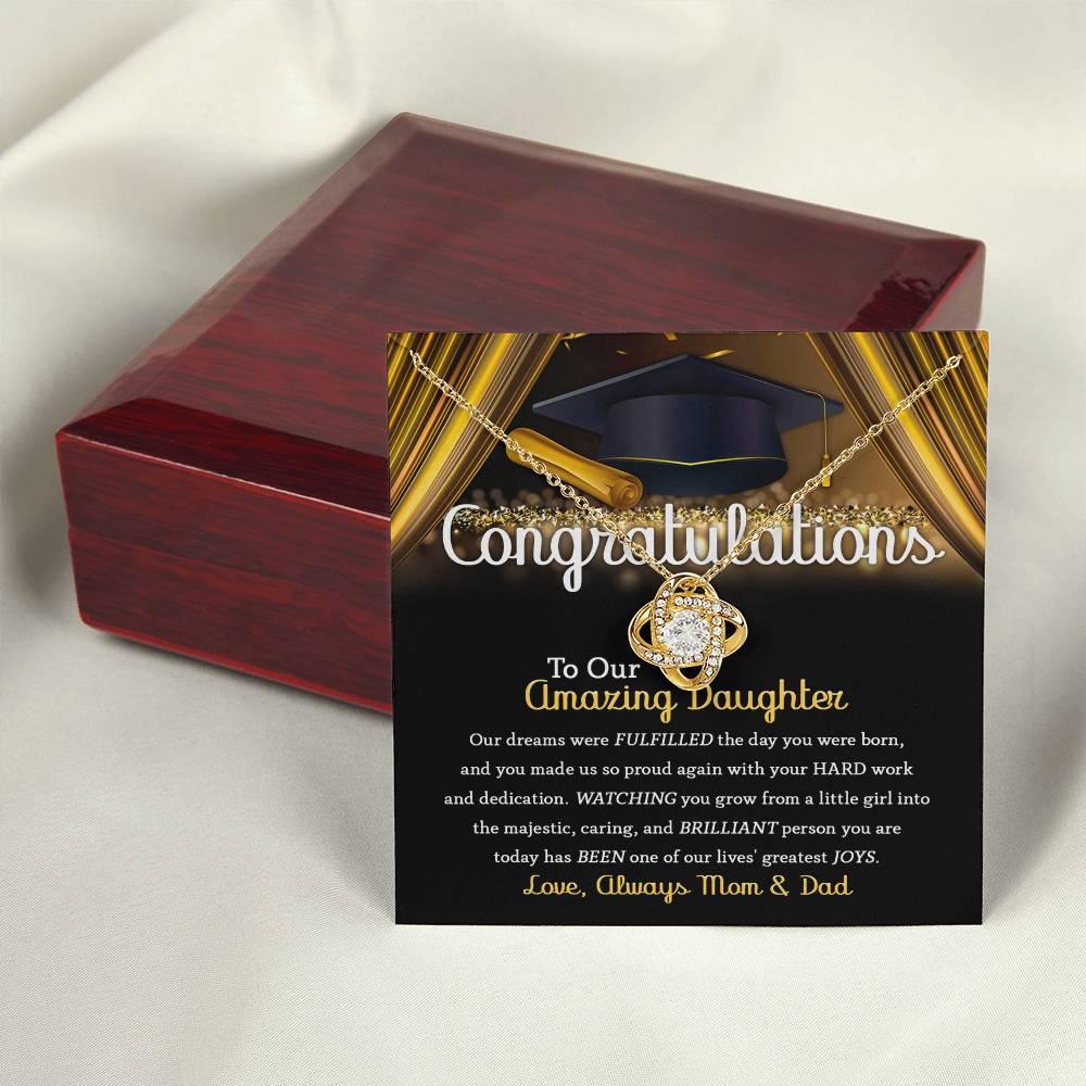 Daughter Graduation Jewelry Necklace with Message Card from Mom and Dad - You Made Us So Proud - Mallard Moon Gift Shop