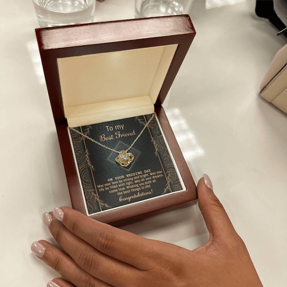 Gift for Best Friend Wedding - Strong And Bright - Wedding Day Gift Love Knot Pendant Necklace - Mallard Moon Gift Shop