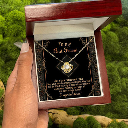 Gift for Best Friend Wedding - Strong And Bright - Wedding Day Gift Love Knot Pendant Necklace - Mallard Moon Gift Shop