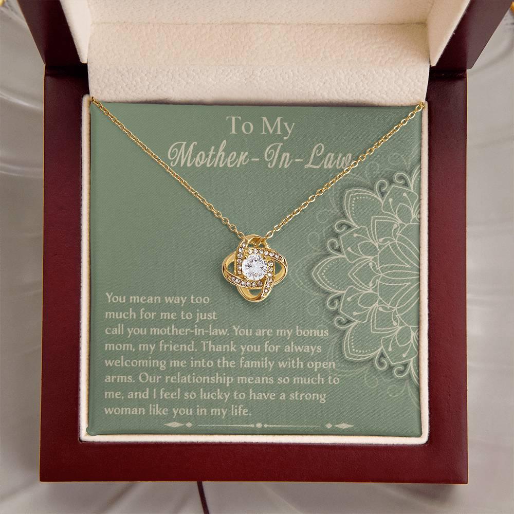 Mother-In-Law Gift - I Feel Lucky to Have A Strong Woman in My Life Love Knot Necklace - Mallard Moon Gift Shop
