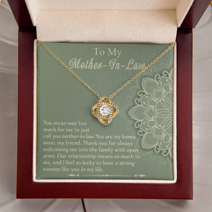 Mother-In-Law Gift - I Feel Lucky to Have A Strong Woman in My Life Love Knot Necklace - Mallard Moon Gift Shop