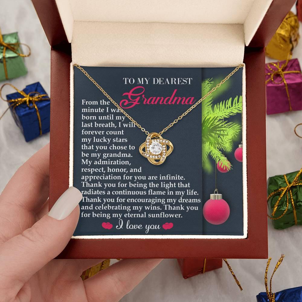 Gift for Grandma - Eternal Sunflower - Love Knot Pendant Necklace - Mallard Moon Gift Shop