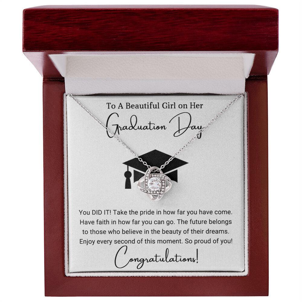 Graduation Gift For Her To A Beautiful Girl Congratulations Love Knot Pendant Necklace - Mallard Moon Gift Shop