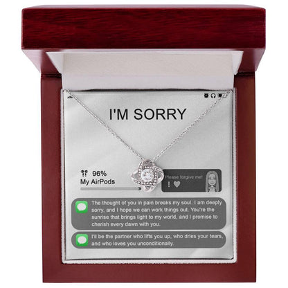 Gift for Girlfriend, Wife - Sorry, Breaks My Soul - Love Knot Pendant Necklace - Mallard Moon Gift Shop