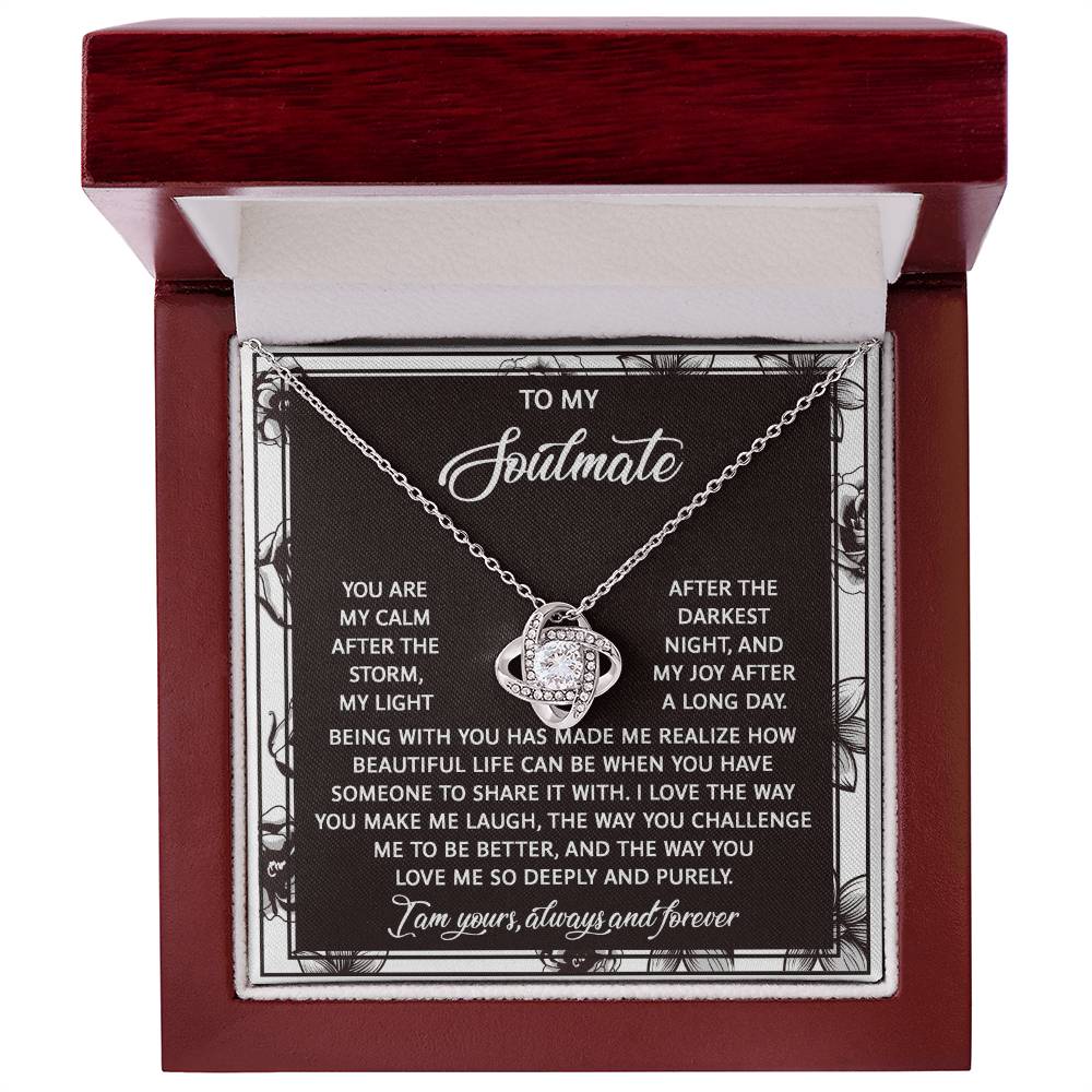 To My Soulmate - My Calm After the Storm Love Knot Necklace – A Romantic Valentine’s Day Gift with a Heartfelt Message - Mallard Moon Gift Shop