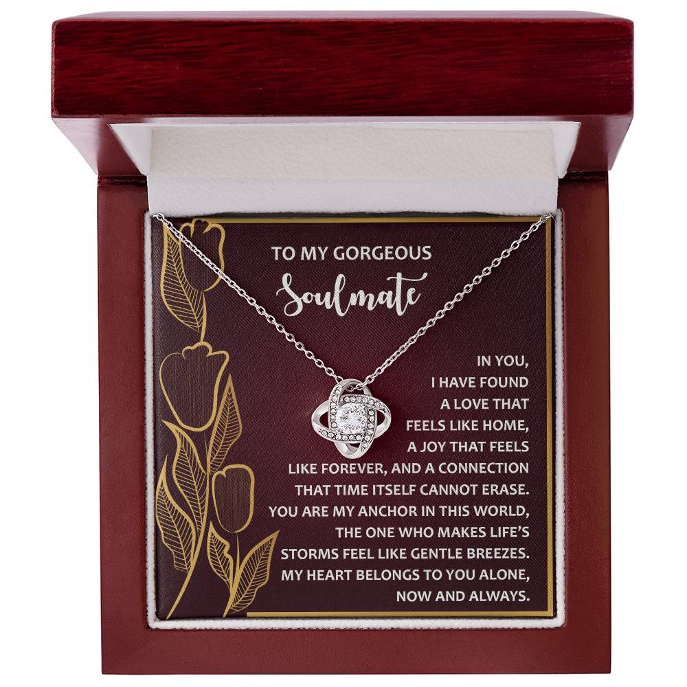 Romantic Anniversary, Valentine's Day Gift for Soulmate, Wife, Girlfriend - Life’s Storms Feel Like Gentle Breezes - Love Knot Pendant Necklace - Mallard Moon Gift Shop