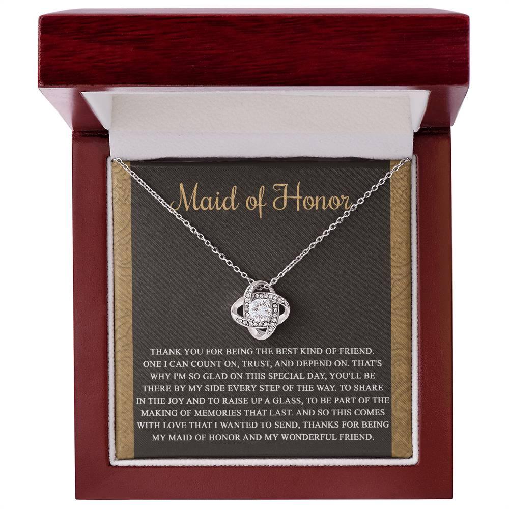 Maid of Honor Wedding Day Gift-Kind Of Friend- Love Knot Pendant Necklace - Mallard Moon Gift Shop