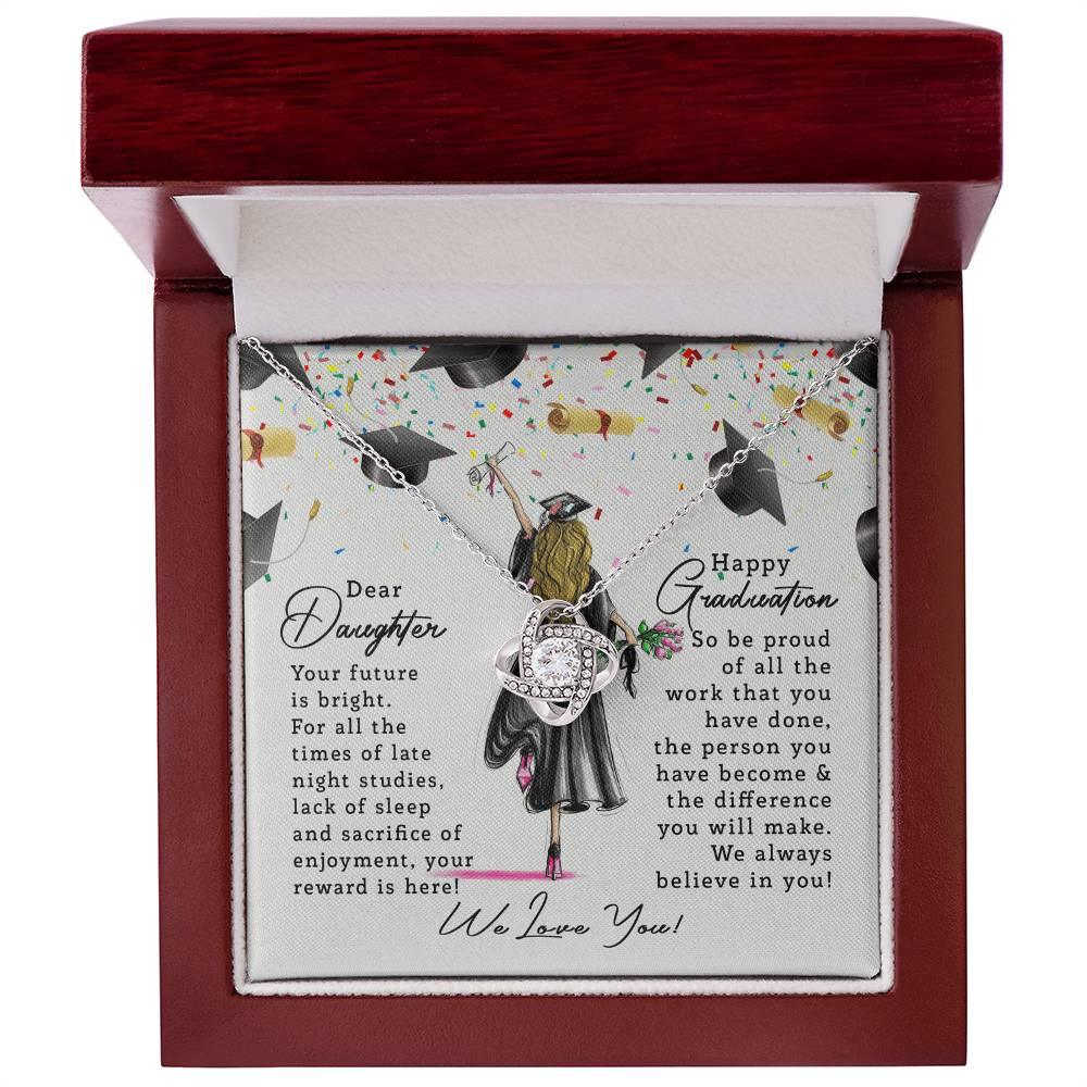 Graduation Gift for Daughter Your Future is Bright Love Knot Pendant Necklace - Mallard Moon Gift Shop