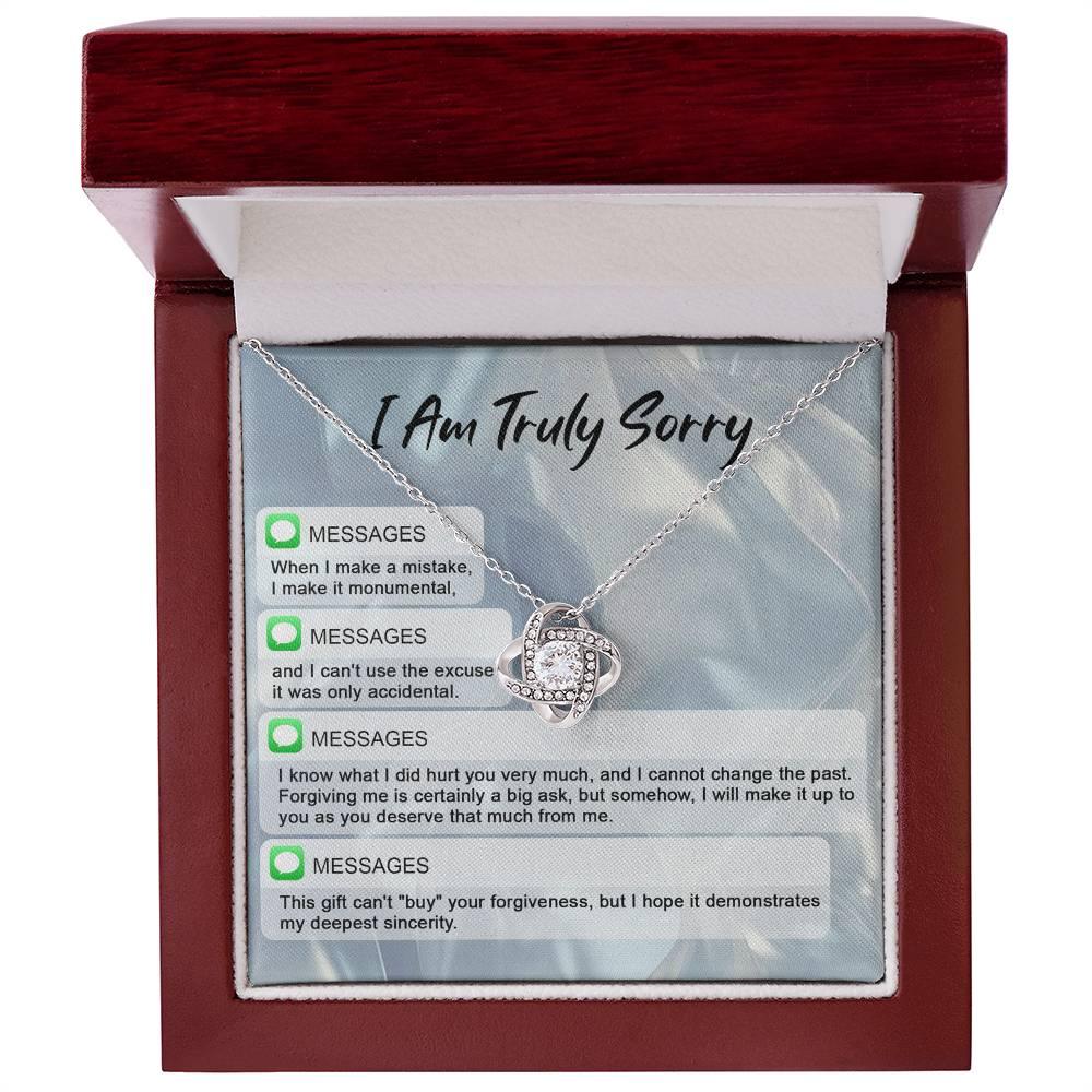 Gift for Girlfriend, Wife - Sorry, Make A Mistake - Love Knot Pendant Necklace - Mallard Moon Gift Shop