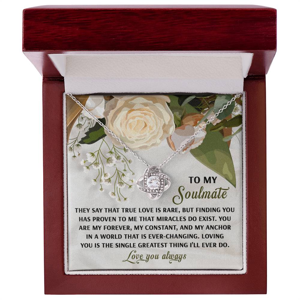 Romantic Anniversary, Valentine's Day Gift for Soulmate, Wife, Girlfriend - Miracles Exist - Love Knot Pendant Necklace - Mallard Moon Gift Shop