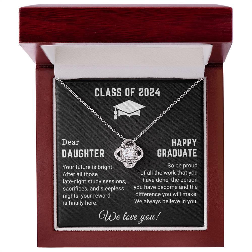 Dear Daughter Your Future is Bright Graduation Class of 2024 Love Knot Pendant Necklace - Mallard Moon Gift Shop