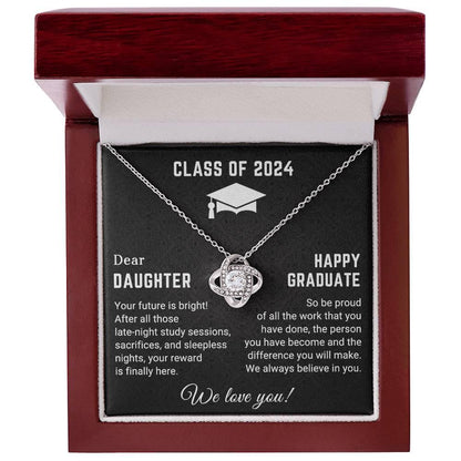 Dear Daughter Your Future is Bright Graduation Class of 2024 Love Knot Pendant Necklace - Mallard Moon Gift Shop