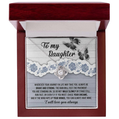 Daughter Wedding Day, Graduation, Birthday Gift - Chase Your Dreams Always Have Mine - Love Knot Pendant Necklace - Mallard Moon Gift Shop