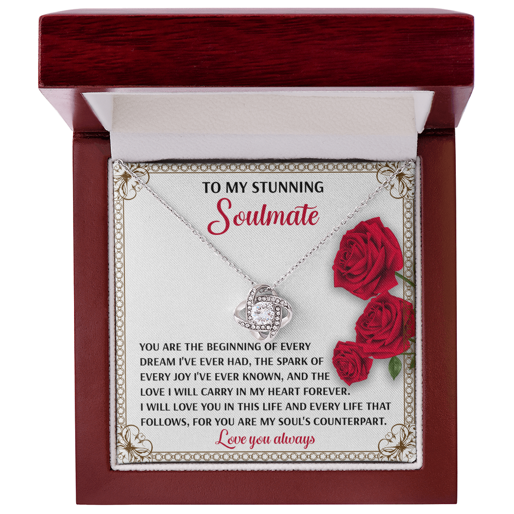 Romantic Soulmate Gift – In My Heart Forever Love Knot Pendant with Meaningful Message Card - Mallard Moon Gift Shop
