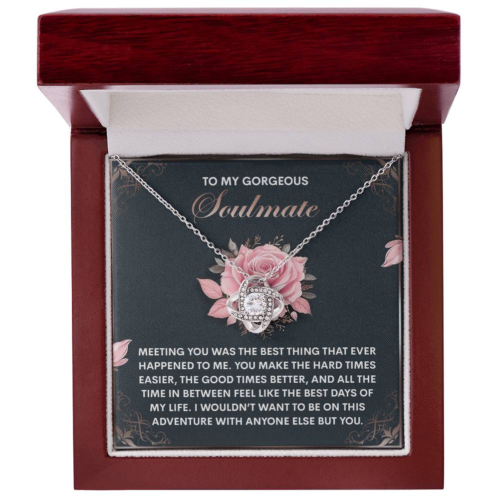 To My Gorgeous Soulmate - Love Knot Necklace – A Romantic Valentine’s Gift to Celebrate Your Beautiful Journey Together - Mallard Moon Gift Shop