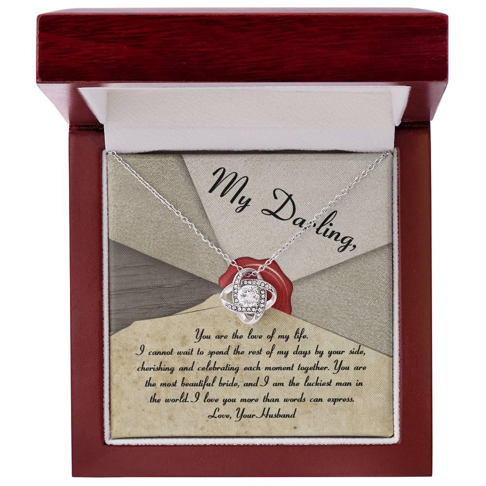 My Darling Bride Love of My Life Love Knot Pendant Necklace - Mallard Moon Gift Shop