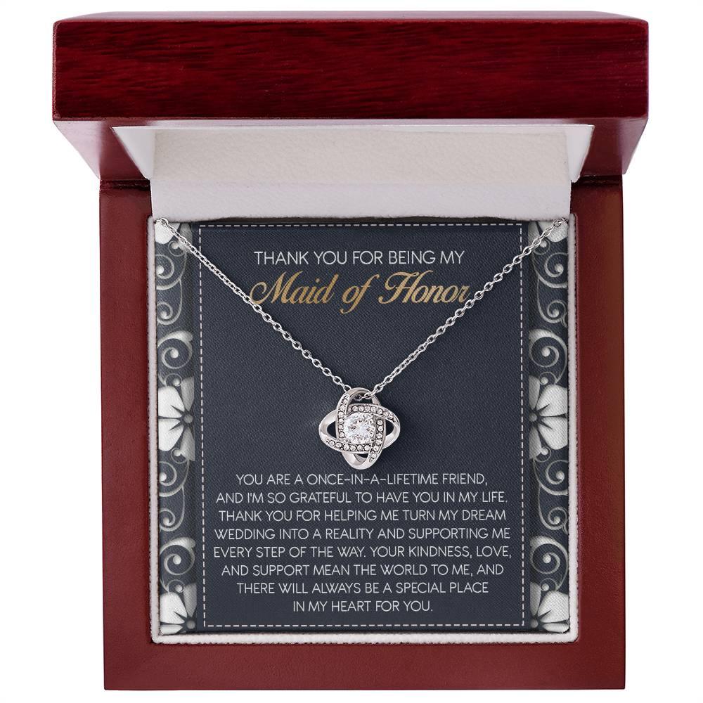 Maid of Honor Wedding Day Gift - World To Me - Love Knot Pendant Necklace - Mallard Moon Gift Shop