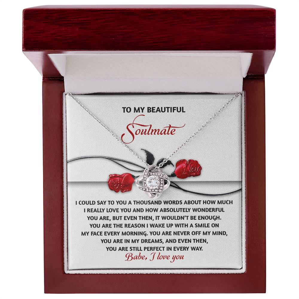 Romantic Anniversary, Valentine's Day Gift for Soulmate, Wife, Girlfriend - Wake Up With a Smile - Love Knot Pendant Necklace - Mallard Moon Gift Shop