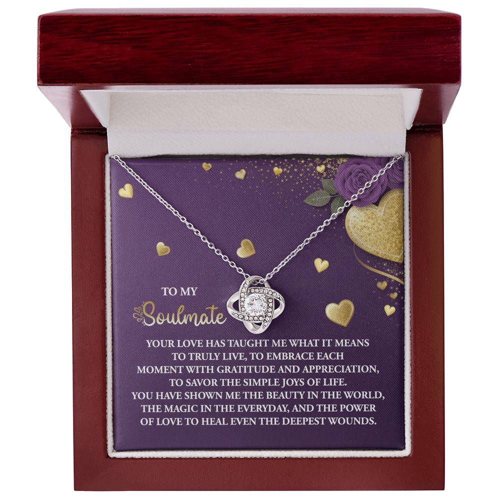 To My Soulmate" Love Knot Necklace – A Beautiful Valentine’s Day Gift Celebrating Love, Joy, and Healing - Mallard Moon Gift Shop