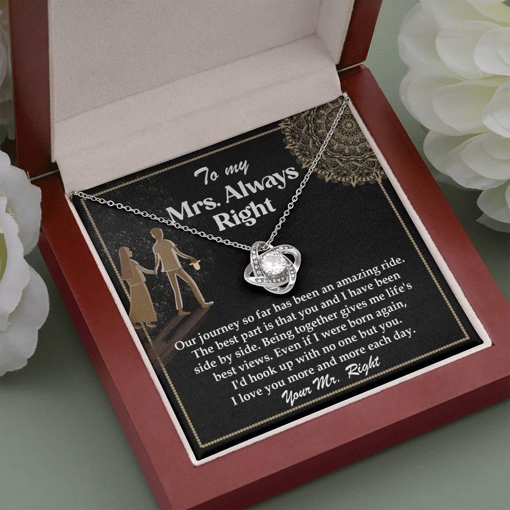 Wife Gift Always Right Love Knot Pendant Necklace - Mallard Moon Gift Shop