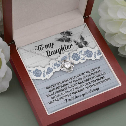 Daughter Wedding Day, Graduation, Birthday Gift - Chase Your Dreams Always Have Mine - Love Knot Pendant Necklace - Mallard Moon Gift Shop