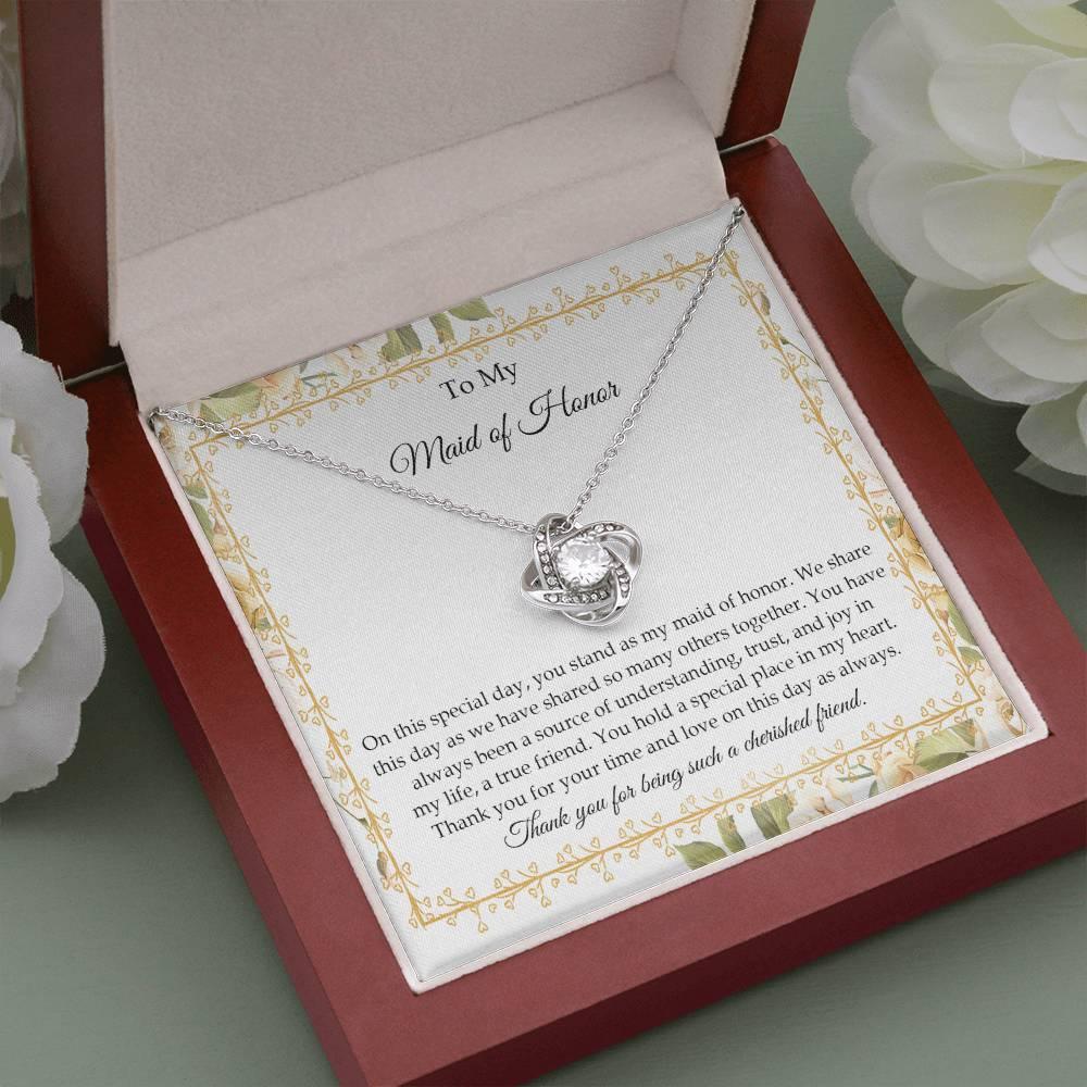 Maid of Honor Wedding Day Gift - Share This Day - Love Knot Pendant Necklace - Mallard Moon Gift Shop