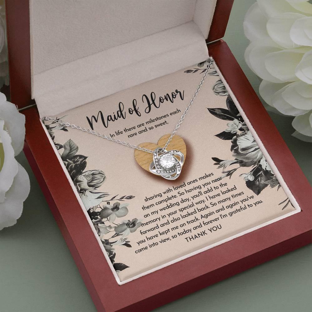 Maid of Honor Wedding Day Gift - My Wedding Day - Love Knot Pendant Necklace - Mallard Moon Gift Shop