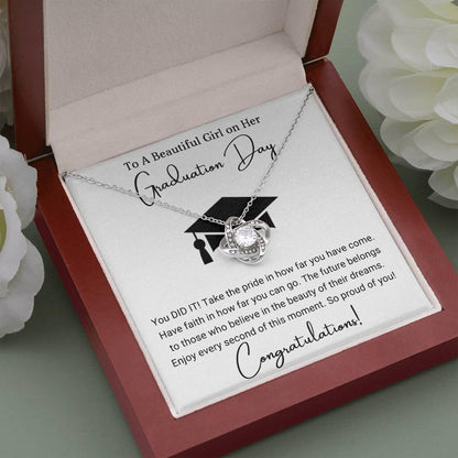 Graduation Gift For Her To A Beautiful Girl Congratulations Love Knot Pendant Necklace - Mallard Moon Gift Shop