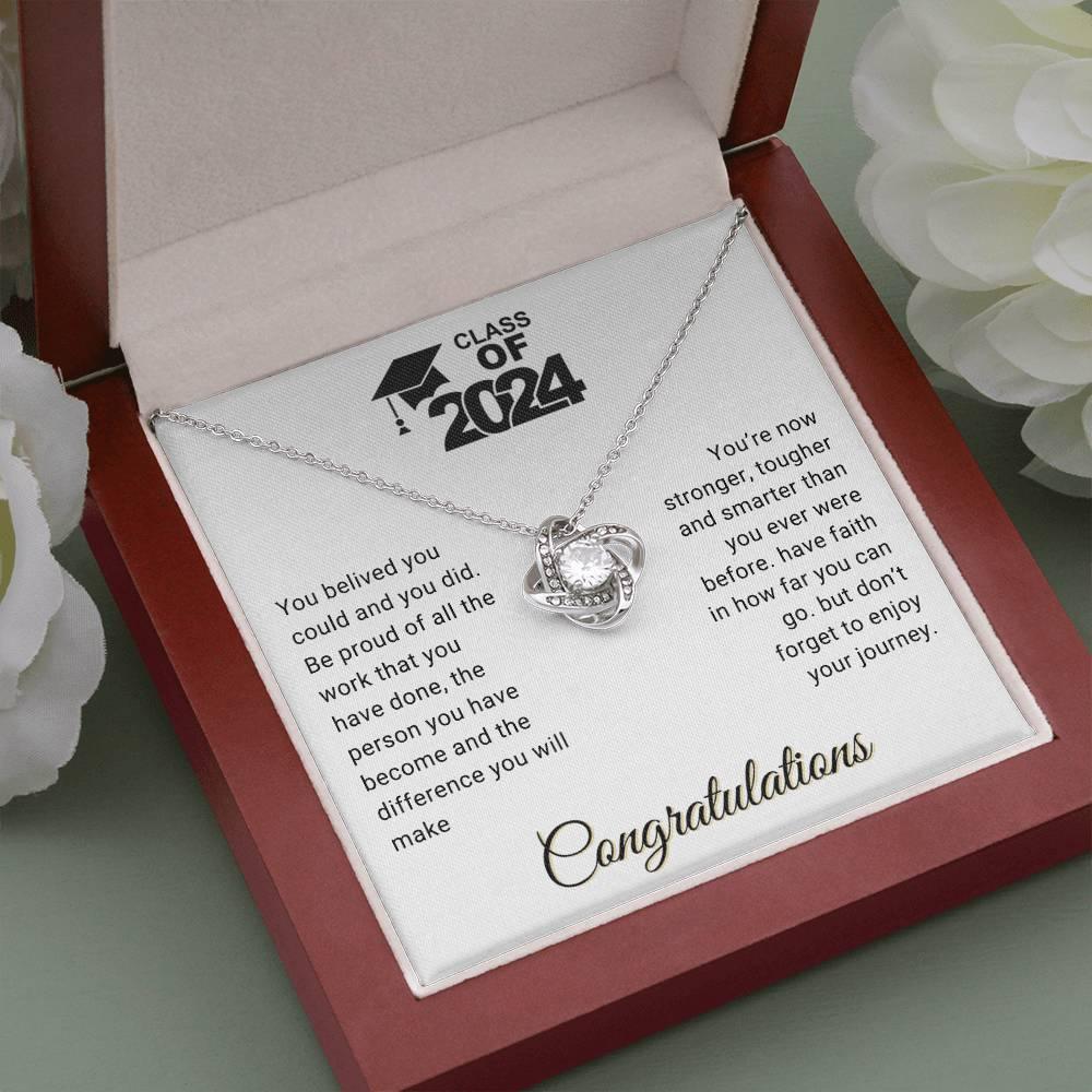 Graduation Gift Class of 2024 You Believed you Could Congratulations Love Knot Pendant Necklace - Mallard Moon Gift Shop