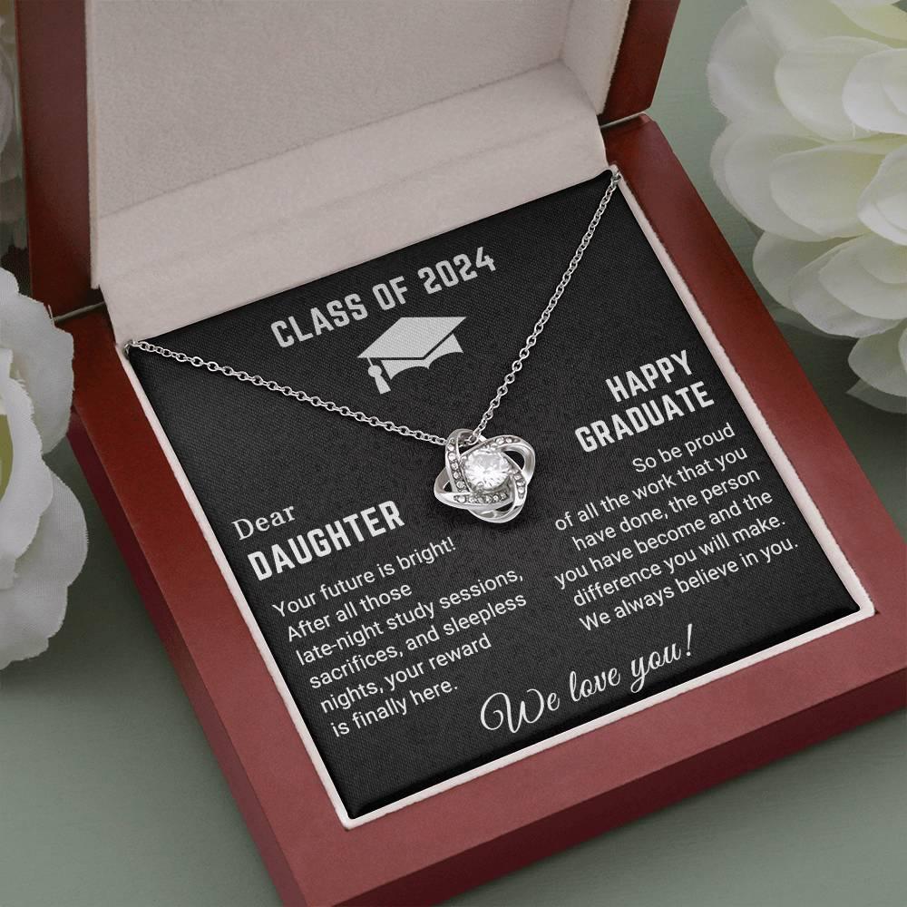 Dear Daughter Your Future is Bright Graduation Class of 2024 Love Knot Pendant Necklace - Mallard Moon Gift Shop