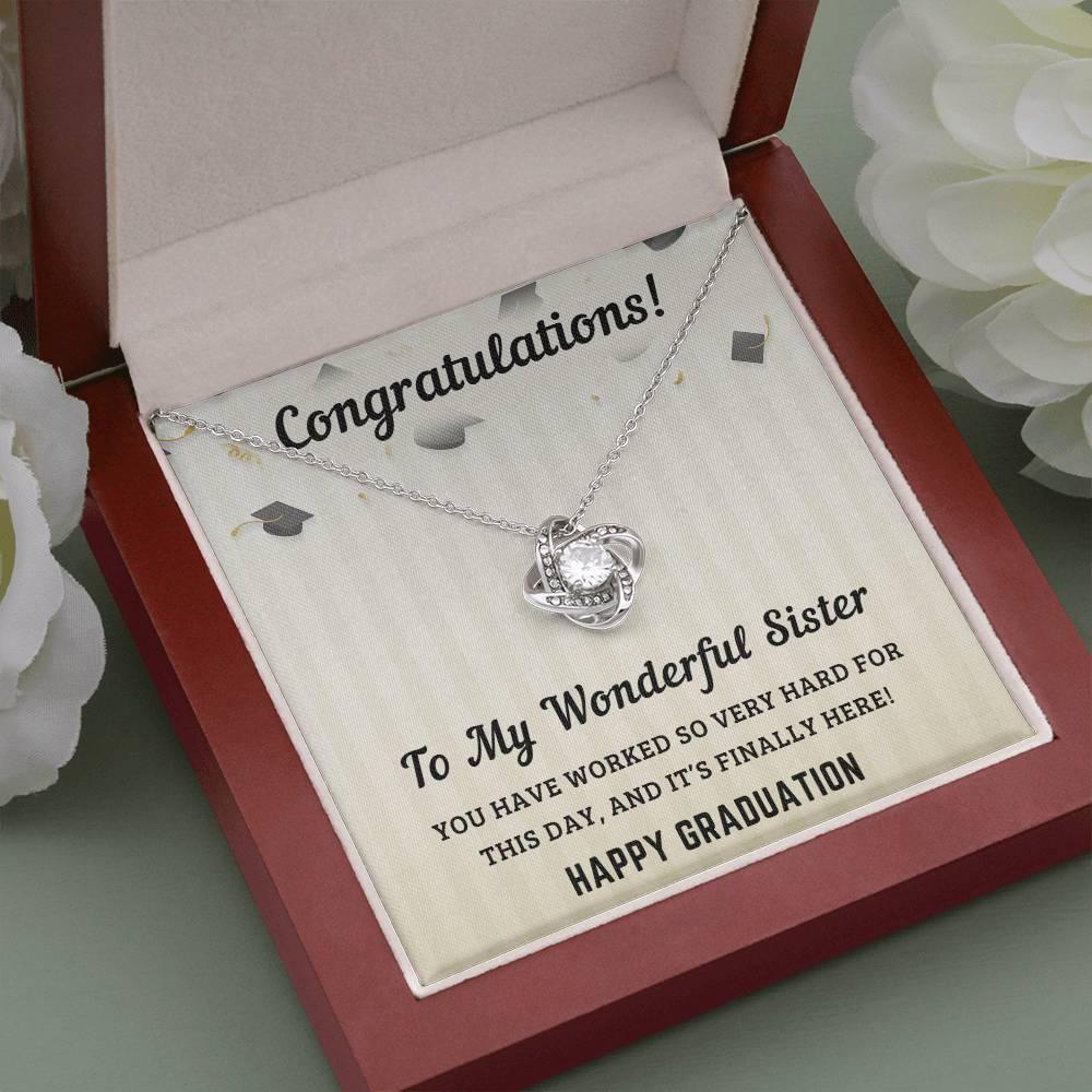 Sister Graduation Gift Congratulations You Have Worked So Hard Love Knot Pendant Necklace - Mallard Moon Gift Shop