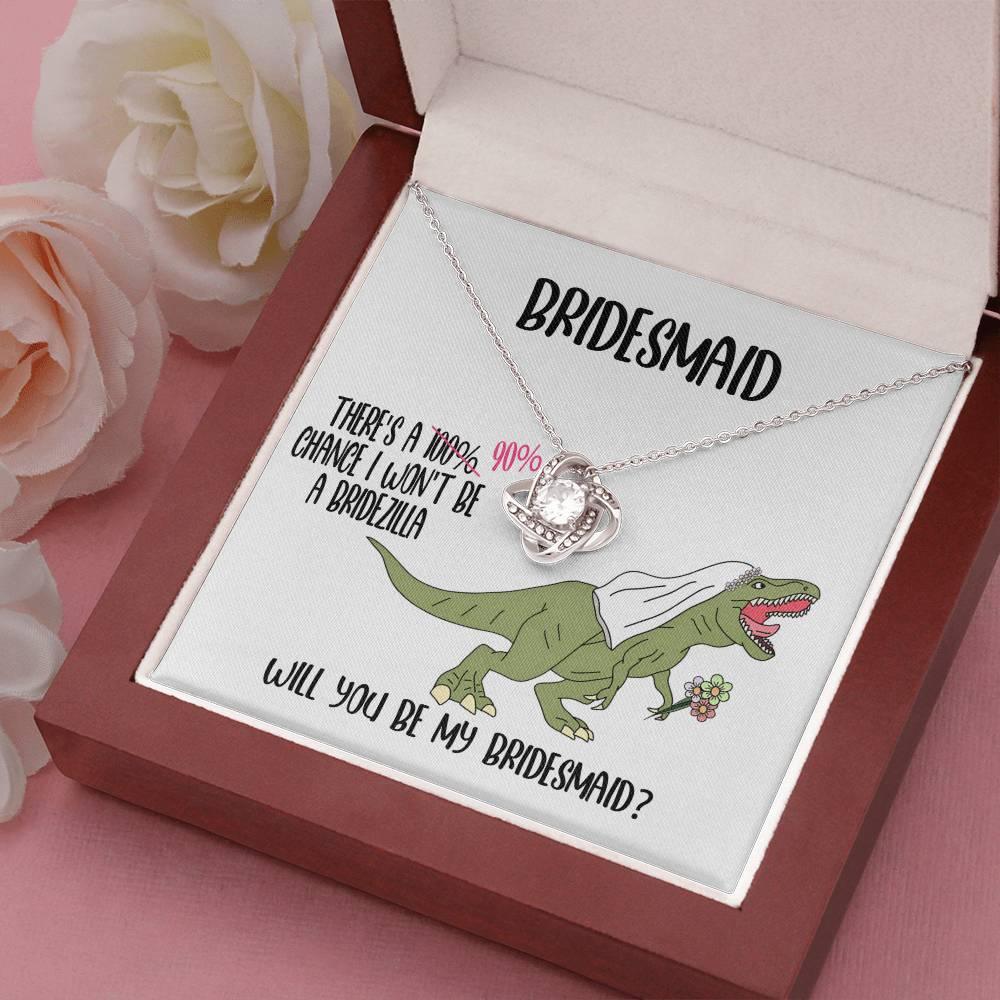 Bridesmaid Invitation Proposal Gift - Will You Be My Bridesmaid Love Knot Pendant Necklace Gift from Bridezilla - Mallard Moon Gift Shop