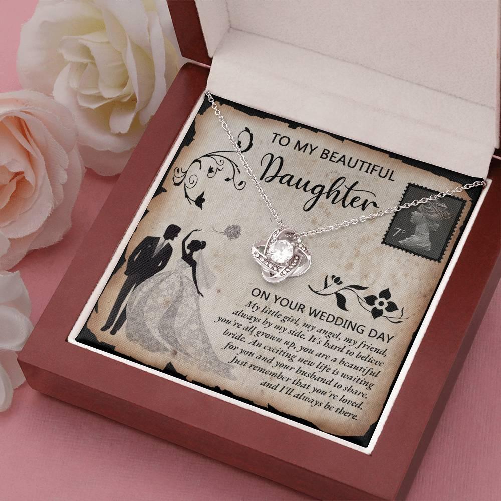 Daughter Wedding Day Gift Beautiful Bride Love Knot Pendant Necklace - Mallard Moon Gift Shop