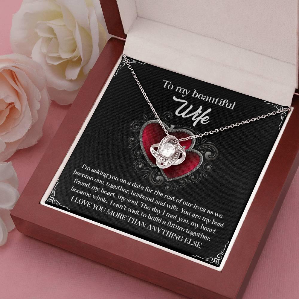 To My Beautiful Wife - My Heart Became Whole Love Knot Pendant Necklace - Mallard Moon Gift Shop