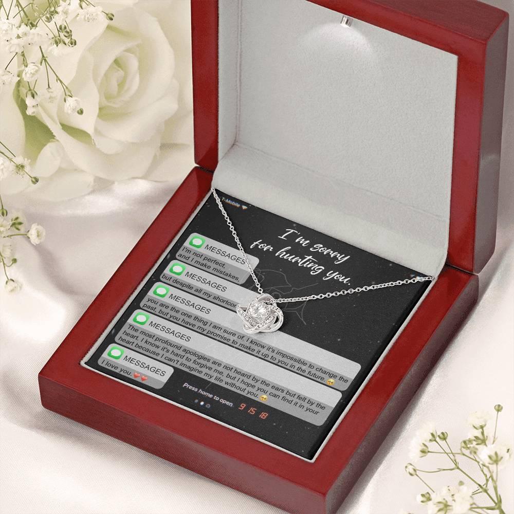 Gift for Girlfriend, Wife - Sorry, Life Without You - Love Knot Pendant Necklace - Mallard Moon Gift Shop