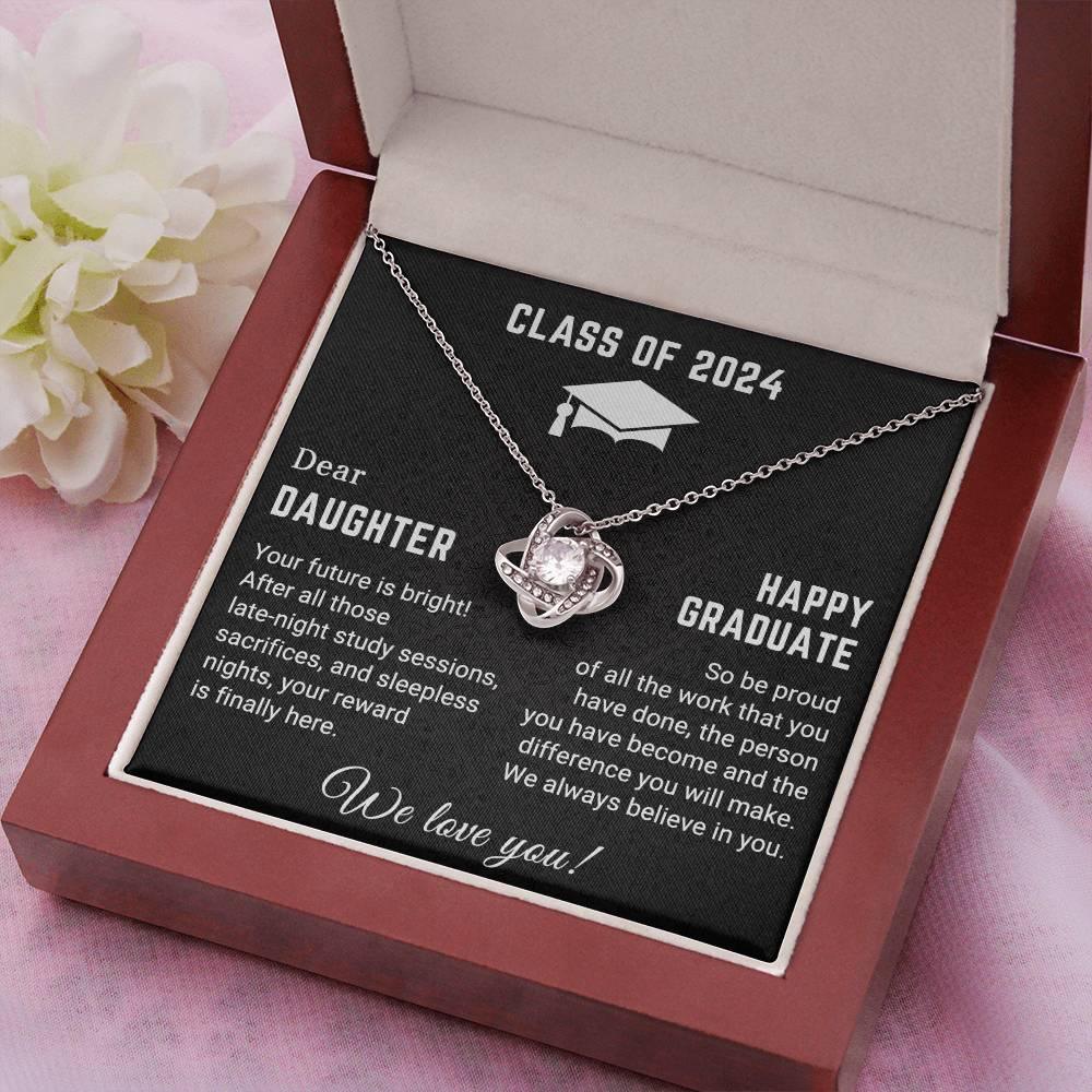 Dear Daughter Your Future is Bright Graduation Class of 2024 Love Knot Pendant Necklace - Mallard Moon Gift Shop