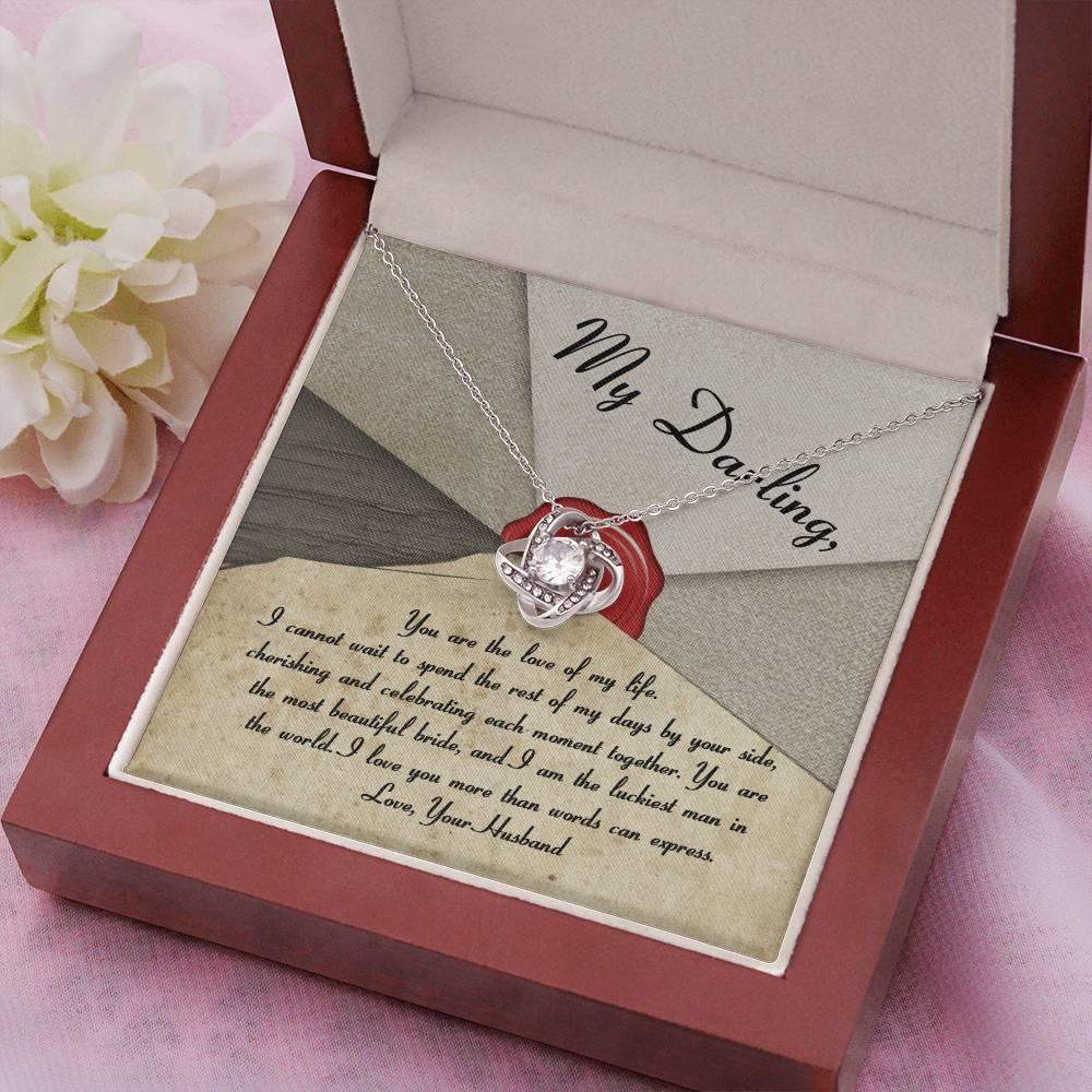 My Darling Bride Love of My Life Love Knot Pendant Necklace - Mallard Moon Gift Shop