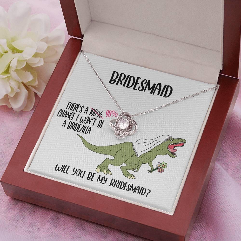 Bridesmaid Invitation Proposal Gift - Will You Be My Bridesmaid Love Knot Pendant Necklace Gift from Bridezilla - Mallard Moon Gift Shop