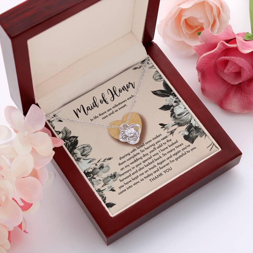 Maid of Honor Wedding Day Gift - My Wedding Day - Love Knot Pendant Necklace - Mallard Moon Gift Shop
