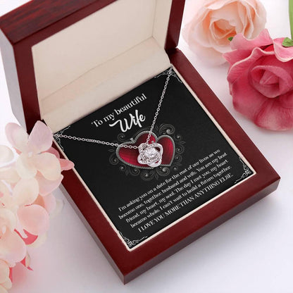 To My Beautiful Wife - My Heart Became Whole Love Knot Pendant Necklace - Mallard Moon Gift Shop