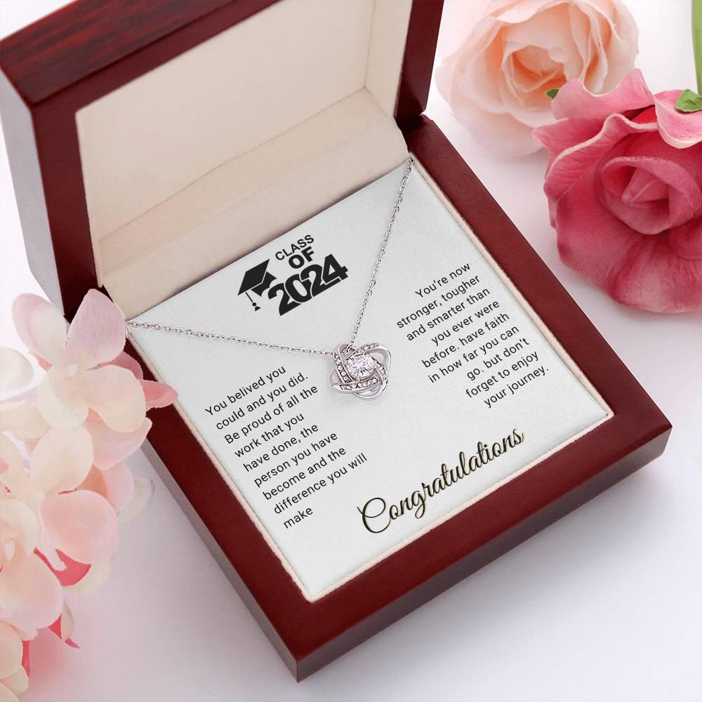 Graduation Gift Class of 2024 You Believed you Could Congratulations Love Knot Pendant Necklace - Mallard Moon Gift Shop