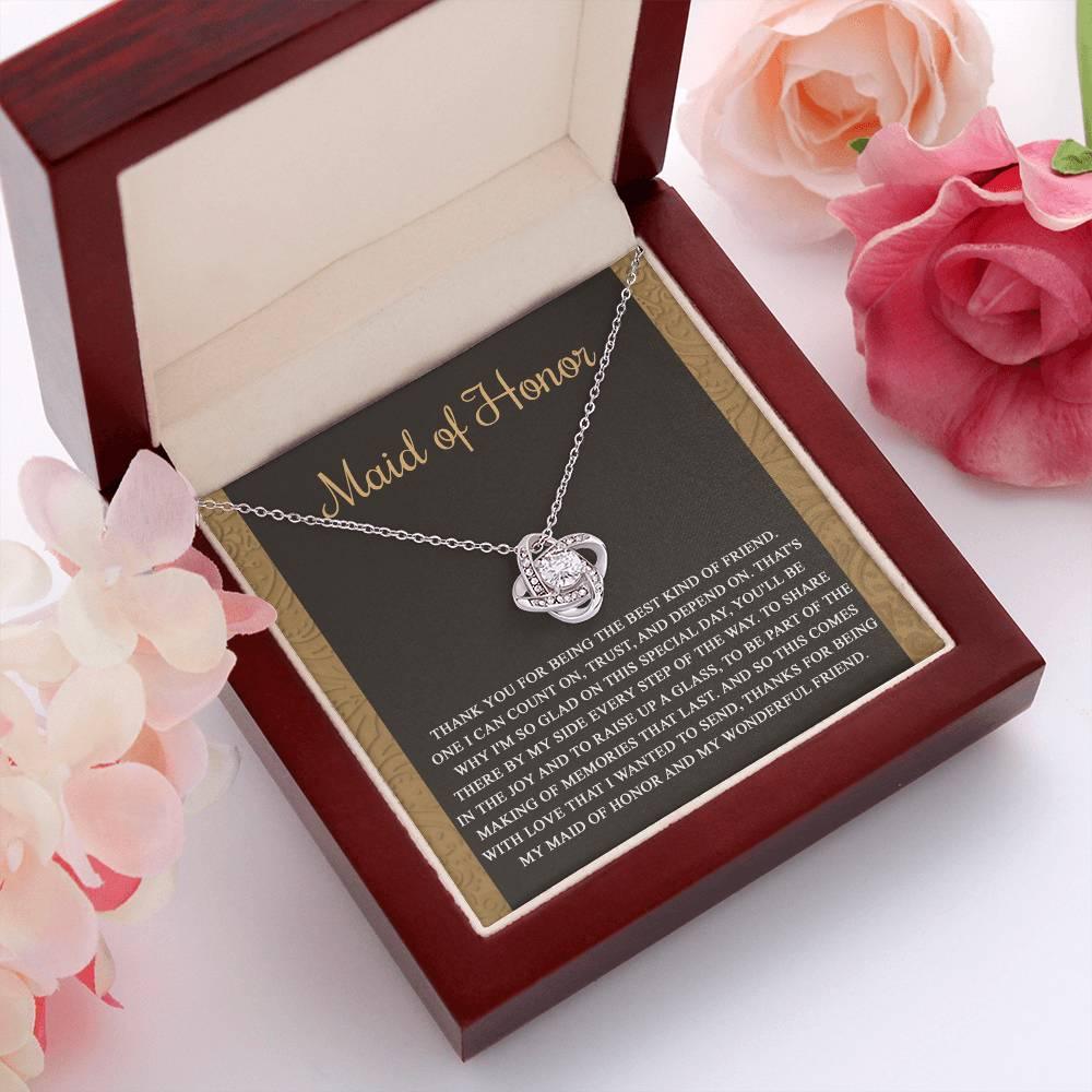 Maid of Honor Wedding Day Gift-Kind Of Friend- Love Knot Pendant Necklace - Mallard Moon Gift Shop