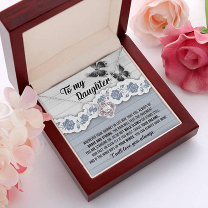 Daughter Wedding Day, Graduation, Birthday Gift - Chase Your Dreams Always Have Mine - Love Knot Pendant Necklace - Mallard Moon Gift Shop