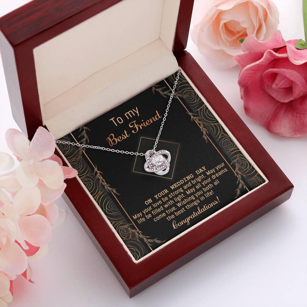 Gift for Best Friend Wedding - Strong And Bright - Wedding Day Gift Love Knot Pendant Necklace - Mallard Moon Gift Shop