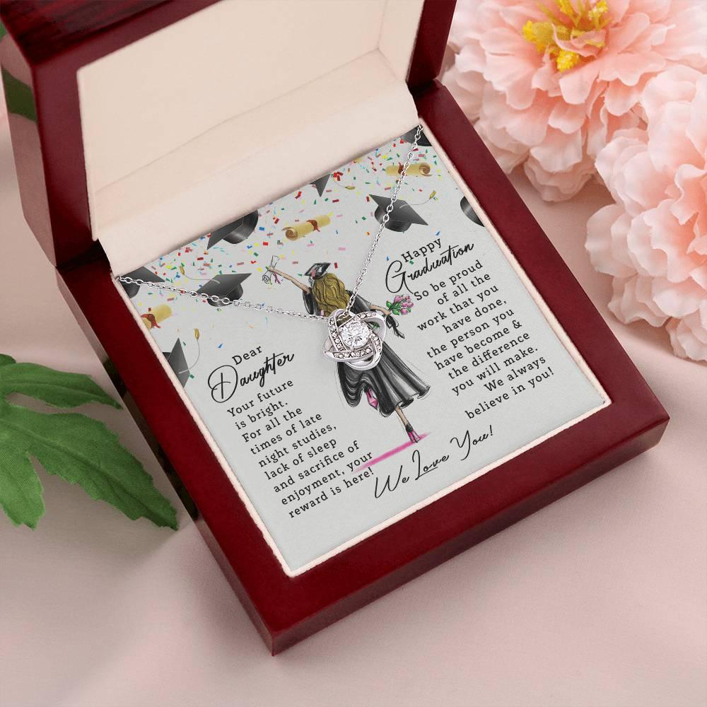 Graduation Gift for Daughter Your Future is Bright Love Knot Pendant Necklace - Mallard Moon Gift Shop