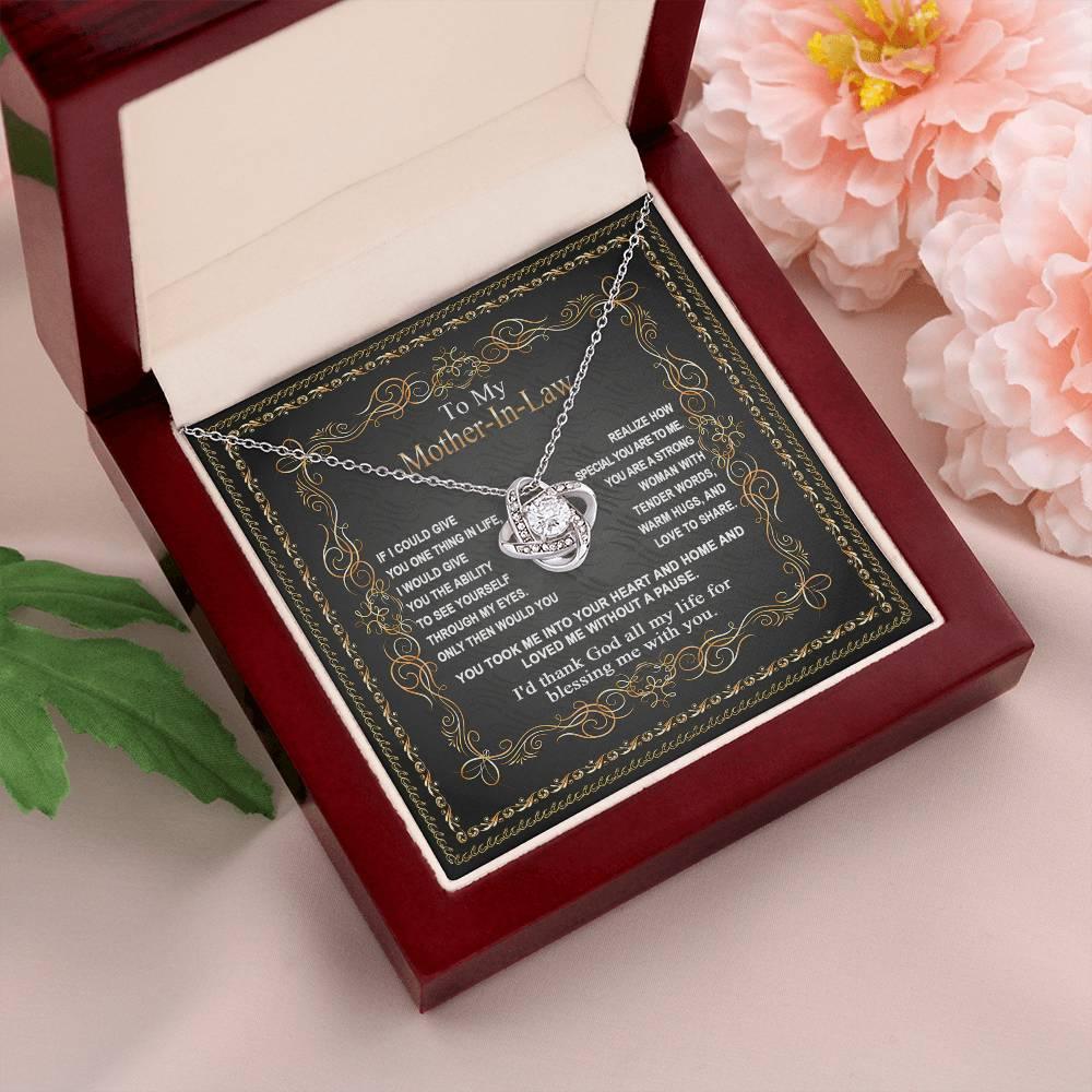 Mother-in-Law Gift You Took Me Into Your Heart and Home Love Knot Pendant Necklace - Mallard Moon Gift Shop