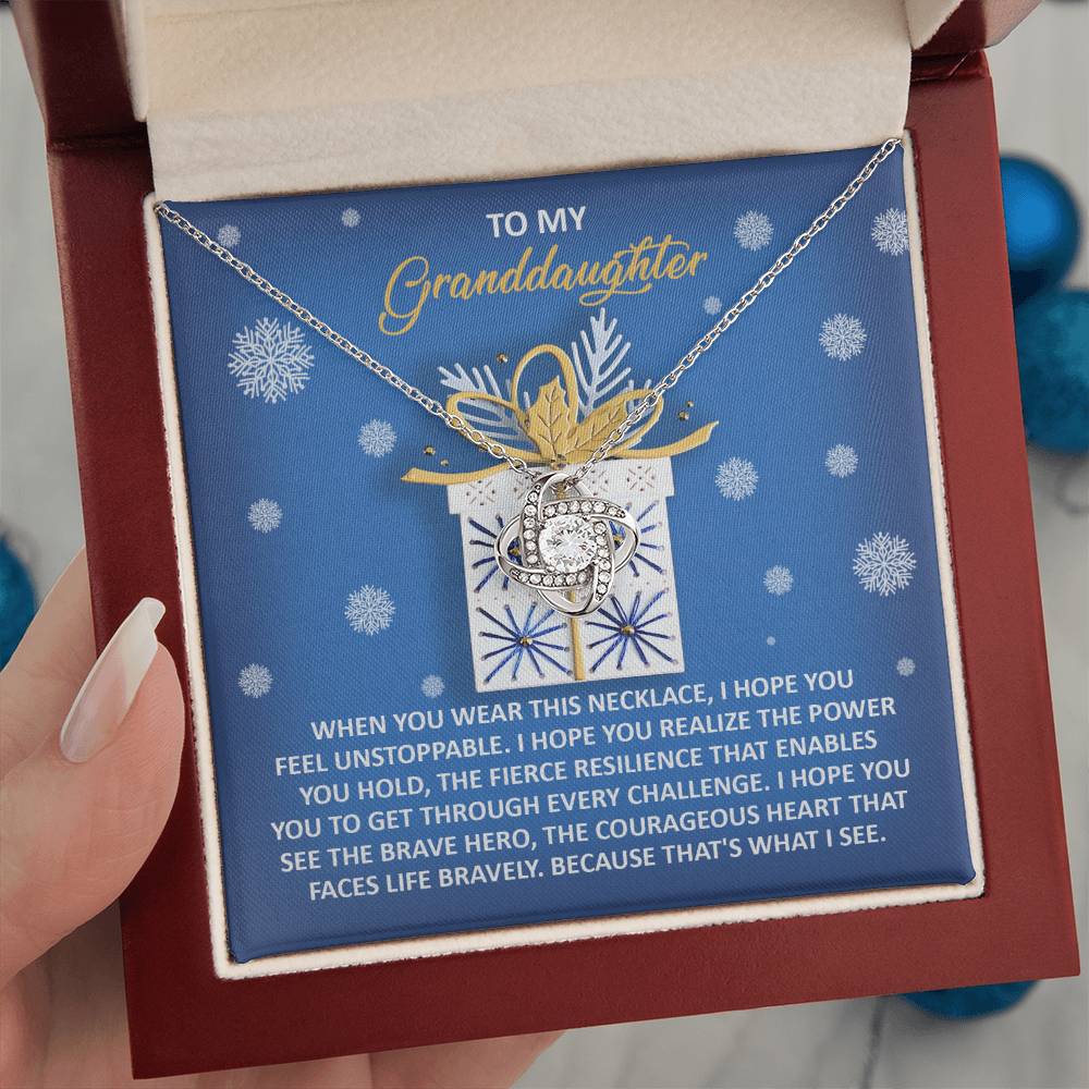 Gift for Granddaughter - Brave Hero - Love Knot Pendant Necklace - Mallard Moon Gift Shop