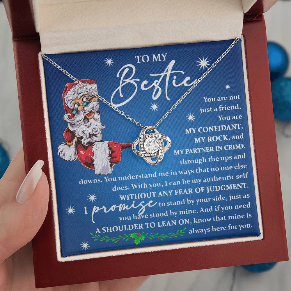 To My Bestie - You are My Rock and My Partner in Crime - Love Knot Necklace - Mallard Moon Gift Shop