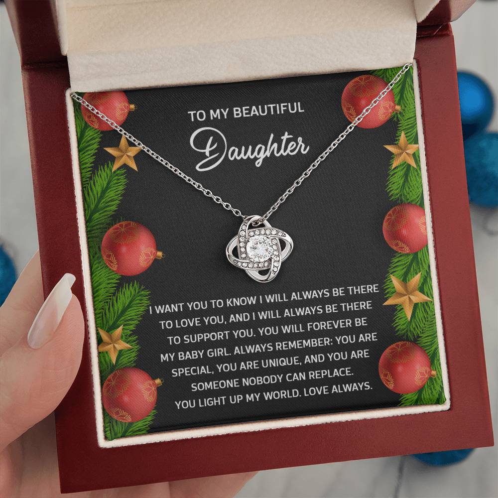 Gift for Daughter - Nobody Can Replace - Love Knot Pendant Necklace - Mallard Moon Gift Shop