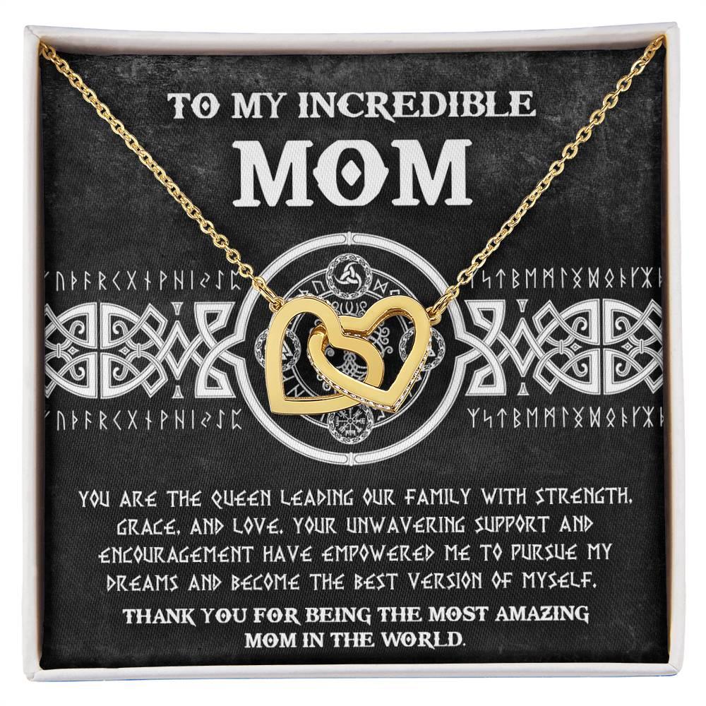 Mom - You are the Queen Leading our Family with Strength, Grace and Love Interlocking Hearts Pendant Necklace - Mallard Moon Gift Shop